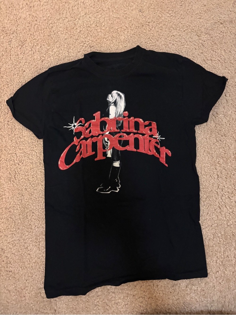 Target Sabrina Carpenter Black Graphic Tee with Red Logo